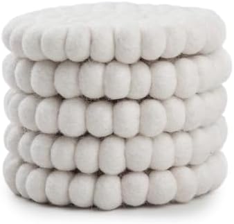 Round Felt Ball Coasters - 100% Merino Wool Table Coasters - Felt