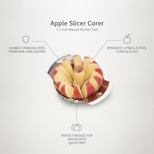 Apple Slicer Corer, Stainless Steel Fruit Wedger for Snacks and Pie