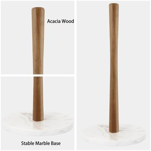 Buruis Acacia Wood Paper Towel Holder, White