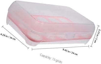 15 Grid Egg Storage Box for Refrigerator with Lid Pink Plastic