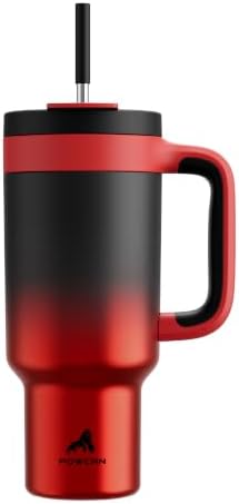 POWCAN 40 oz Tumbler with Handle, 2-in-1 Straw and Sip Lid, Leakproof