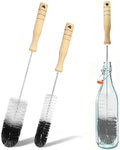 2 Pcs Bottle Brushes Set with Wooden Handle, Long Thin Flexible