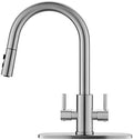Two Handle Brushed Nickel Kitchen Faucet with Sprayer