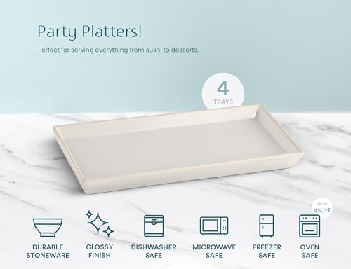 KooK Serving Platters and Trays, Trays for Serving Food, Ceramic