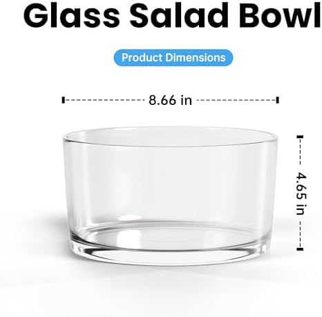 KITEISCAT Glass Salad Bowl - Versatile 118oz Trifle and Fruit Bowl