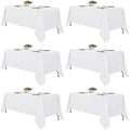 Fitable 6 Pack White Table Cloths 70x120 Inch for 6-8 Ft Rectangle