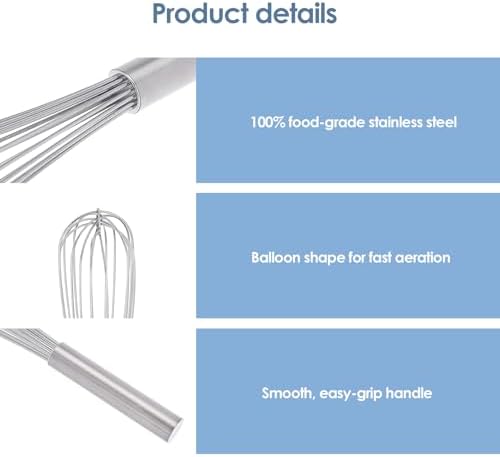 Stainless Steel Whisk – 18 Inch Kitchen Whisk for Cooking, Baking, and