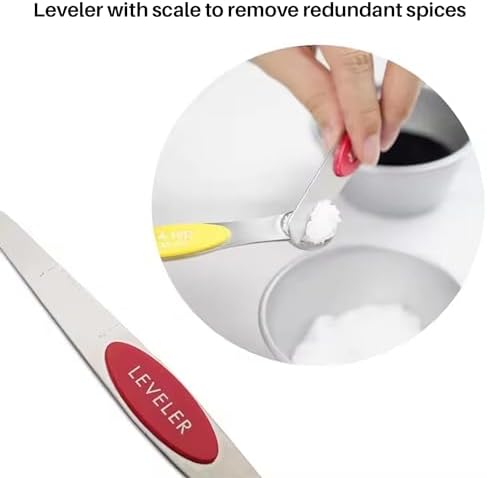 Set of 7 Stainless Steel Magnetic Measuring Spoons Set with Leveler