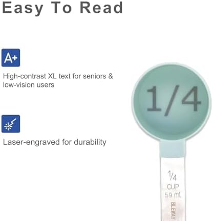 Easy to Read Measuring Cups & Spoons Set for Visually Impaired