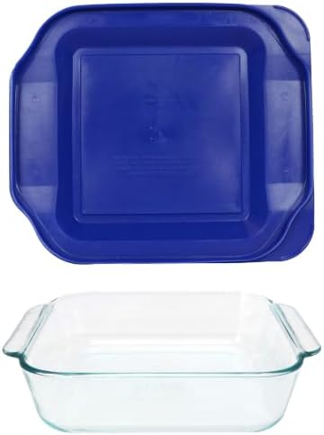 Pyrex 222 2-Qt Glass Baking Dish with Blue Lagoon Lid