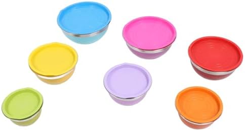 CDQL 7PCS Mixing Bowls, Stainless Steel Plastic Stackable Nesting Bowl
