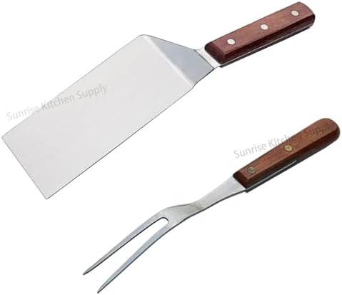 SUNRISE Stainless Steel Turner Spatula and Meat Fork Set