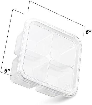 MT Products Clear 4 Compartment Meal Prep 6" x 6" - Disposable Divided