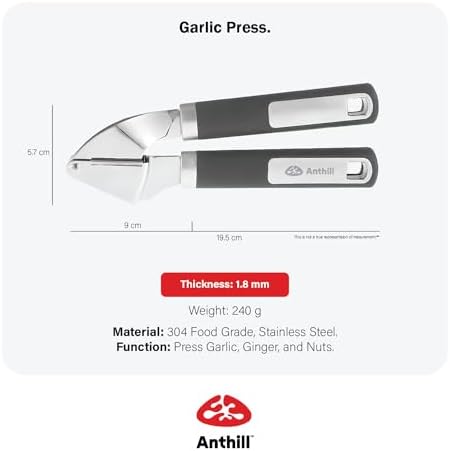 Anthill Stainless Steel Garlic Press, Grey