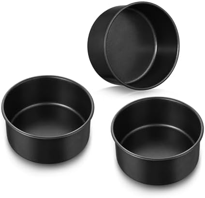 E-far 5 Inch Cake Pan, 3PCS Nonstick Stainless Steel Small Baking Cake