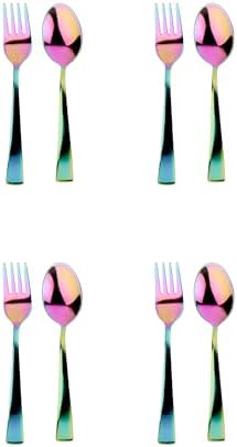 Ahimsa Stainless Steel Kids Utensil Set, Rainbow, 8-Piece Set