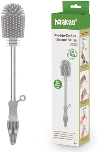 Haakaa Food-Grade Silicone Double-Ended Cleaning Brush (Brush-Grey)