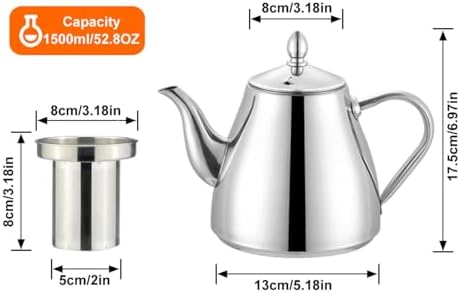SANQIAHOME Stainless Steel Teapot with Infuser 1500ml