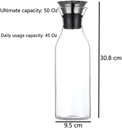 Karafu 50 Ounces/1.5 Liter Glass Carafe with Lid, Borosilicate Glass