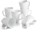 WishDeco White Coffee Mugs Set of 6, Ceramic Coffee Cups 14 oz