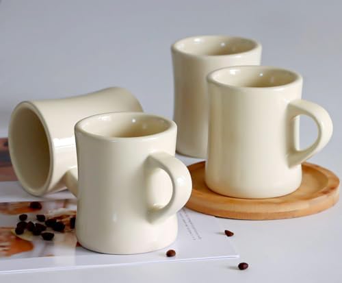 harebe Retro Coffee Cup Set of 4, 10 OZ Heavy Classic Ceramic Diner