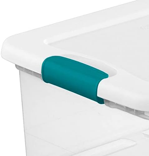 Sterilite+14948012+15+Quart+White%2fClear+Plastic+Storage+Box+With+Blu