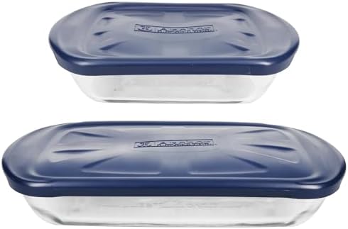 Anchor Hocking 4-Piece Baking Dish Set with Blue Lids
