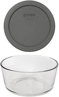 Pyrex 7201 4-Cup Glass Bowl & 7201-PC Puddle Gray Lid - Made in USA