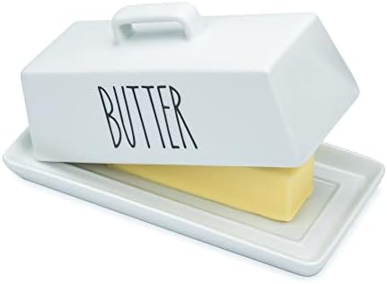 Heartland Home Porcelain Covered Butter Dish with Lid for Countertop