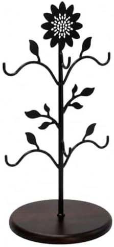 WARMEST SPIRIT Sunflower Coffee Mug Tree, Decorative 6-Hook Black