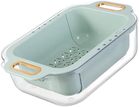 Extendable over sink colander with double layers and retractable