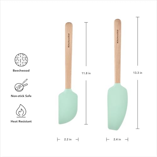 KitchenAid Beechwood Spatula Set, 2-Piece, Spearmint