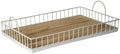 Rectangular Wooden Serving Tray with Wire Frame Metal Handles