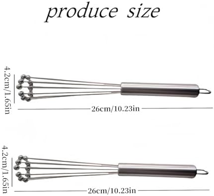 2 PCS 10.23inch Stainless Steel Ball Whisks,Durable Manual Egg Beater