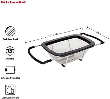KitchenAid Expandable Stainless Steel Colander, Black