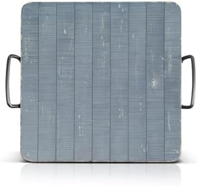 Pemberly Row Solid Wood Ottoman Tray, Ocean Blue Finish, Rectangular