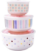 3-Piece Ceramic Food Storage Container Set with Lids, Meal Prep Bowls