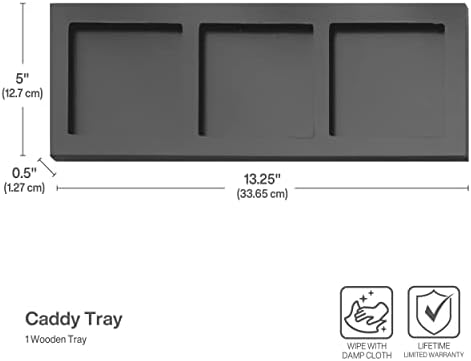 Towle Living 3-Piece Ceramic Caddy with Wood Tray, White, Black