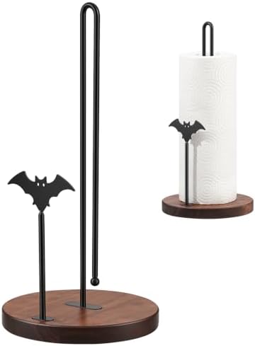 Wooden Countertop Paper Towel Holder, Gothic Bat Decor