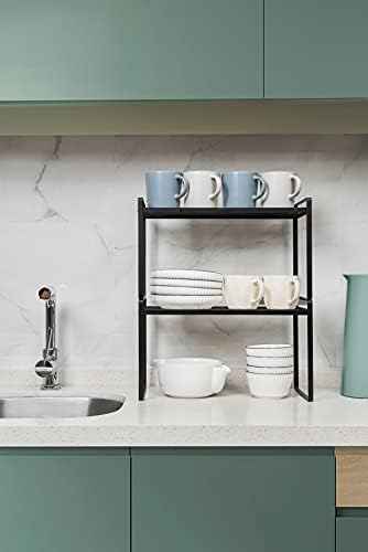 Shantton Cabinet Shelf Organizer, Pantry Shelf Rack, Black 16.1x10.6x9.5
