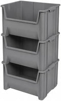 Akro-Mils Stak-N-Store Plastic Storage Bin, Gray, 3 Pack