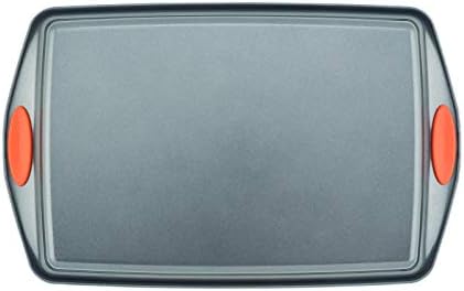 Rachael Ray 55673 Nonstick Bakeware Set with Grips includes Nonstick Bread Pan, Baking Pans and Cake Pans - 5 Piece, Gray with Orange Grips