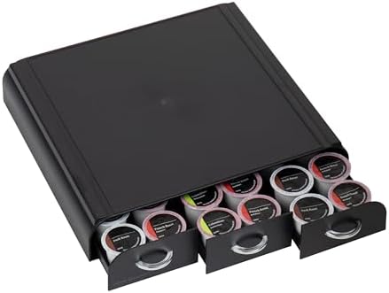 Mind Reader Single Serve Coffee Pod Organizer with 3 Drawers, 36 Pod Capacity, Countertop Coffee Storage for Single Serve Pods, Black
