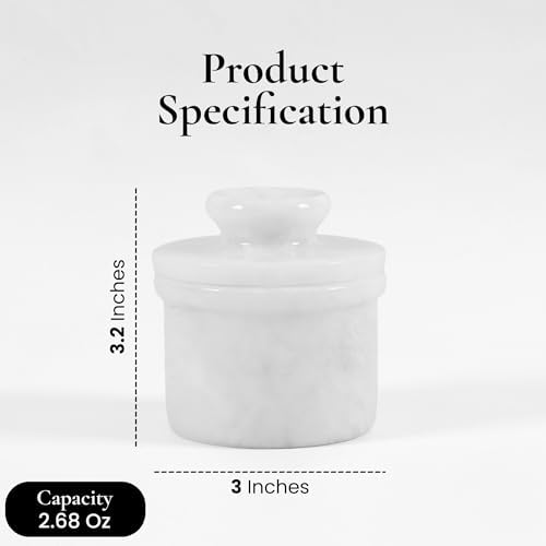 Marble Butter Keeper, Elegant French Style White Butter Dish with Lid