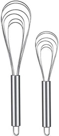 Patelai 2 Pcs Flat Whisk Set Stainless Steel 8" and 10" Flat Wire Egg