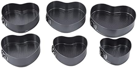 6pcs Heart Shaped Non Stick Springform Pan Set, Stainless Steel Baking