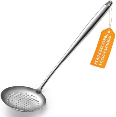 Kitchen Skimmer - Slotted Spoon for Straining, Stainless Steel Spider