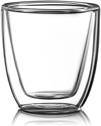 Glass Espresso Cups Set of 4 - Double Walled Espresso Cup 2.7 OZ