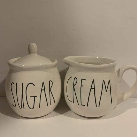 Rae Dunn SUGAR Jar + CREAM Creamer Set of 2- Ceramic