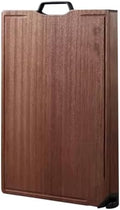Large Reversible Wooden Cutting Board with Metal Handle Juice Grooves